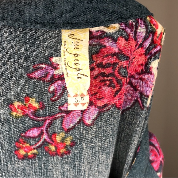 Free People Floral Keyhole Boho Tunic Mini Dress - Picture 5 of 6